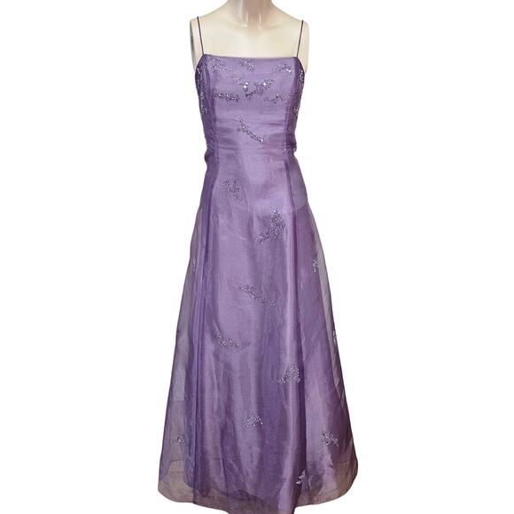 Niki Livas Y2K Lavender Sheer Netting Beaded Dress Regency Fairy Whimsical 12 - Picture 2 of 16